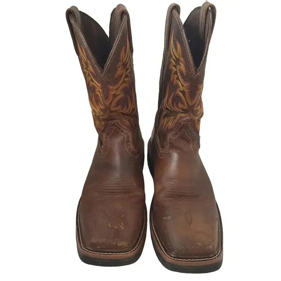 Justin Men\'s Driller Western Work Boot Soft Toe Brown 8 D main image 4